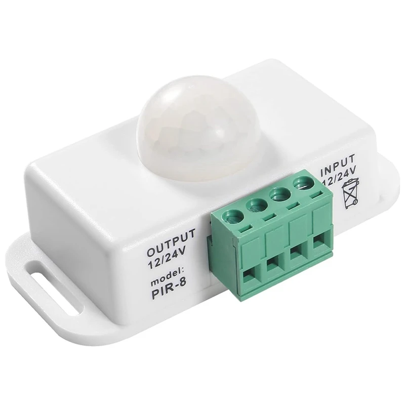 DC 12V/24V 8A Interruptor de sensor de movimiento Tira de luz LED automática, Sensor PIR Interruptor de sensor de movimiento LED