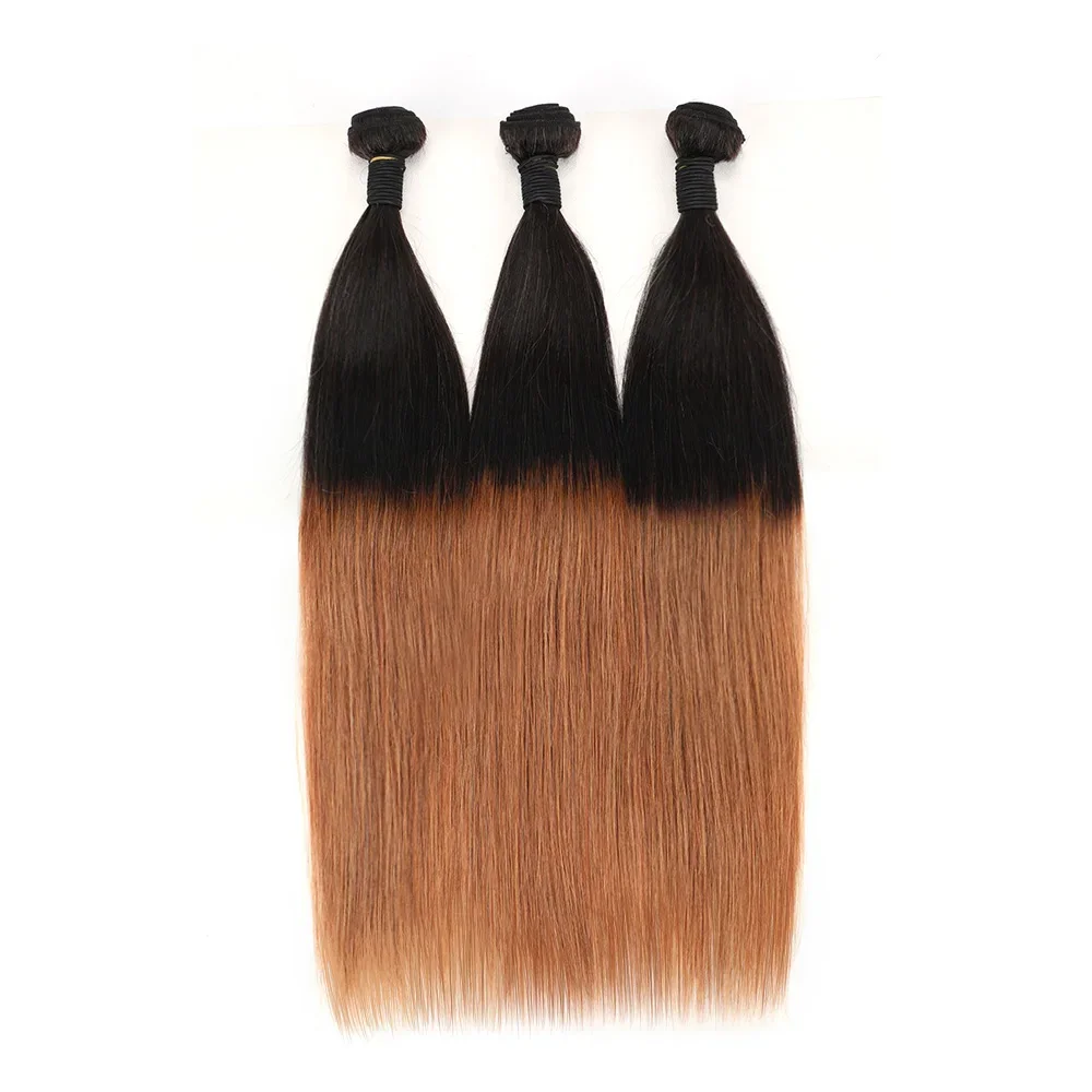 Fasci di capelli lisci Fasci di capelli umani 18 pollici 3 pacchi Offerte T1B30 Ombre Marrone Fasci di tessuto brasiliano per capelli Estensione