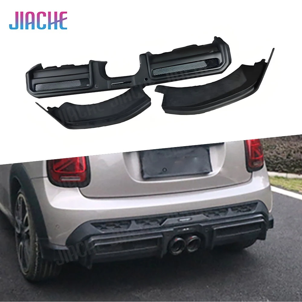 JIACHE For BMW MINI Cooper JCW F56 F57 2022+ Carbon Fiber Rear Diffuser With Side Splitters Canards Car Tuning Accessories