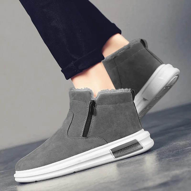 

Мужские зимние ботинки, зимние теплые плюшевые высокие туфли, мужские ботильоны на плоской подошве, уличные нескользящие мужские походные ботинки Botas Para Hombre