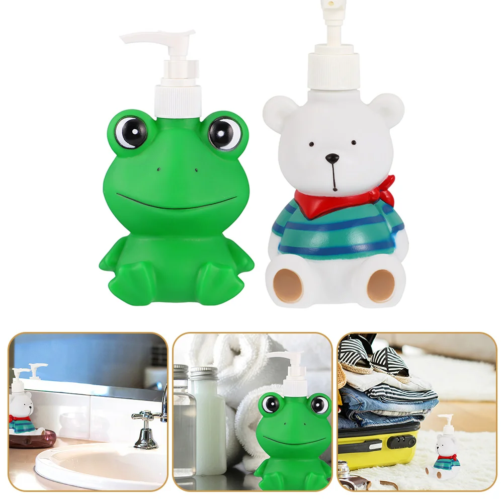 2 Pcs Soap Press Bottle Body Wash Sub Bottles Type Lotion Dispenser Bathroom Shampoo Cartoon Child