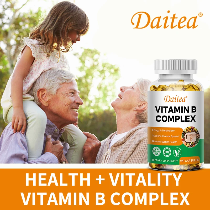 Complejo de vitamina B: estrés, inmunidad, salud del corazón, sistema nervioso, soporte para metabolismo energético: sin OGM, vegano, sin gluten