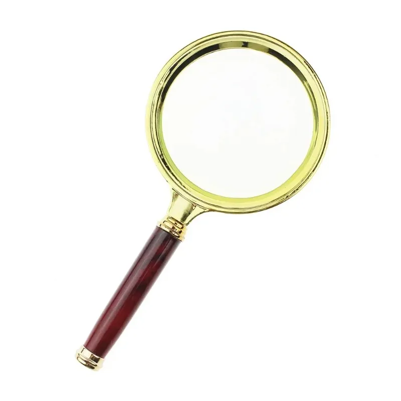 Handheld 10X Magnifying Glass 70mm 80mm 90mm Retro Golden Frame Wooden Handle Glass Lens Loupe For Reading Watch Jewelry Repair
