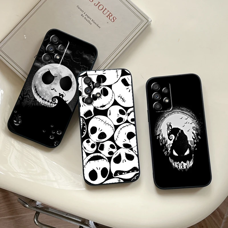 Disney Jack Skellington Anime For Samsung A53 A52 A33 A32 A51 A71 A21S A13 A73 A55 A22 A23 A35 A72 A54 A12 5G Black Funda