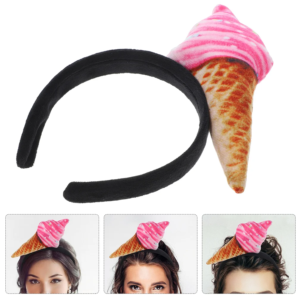 2 Pcs Ice Cream Headband Dessert Party Bopper Donut Headdress Makeup Hats for Adults Toy