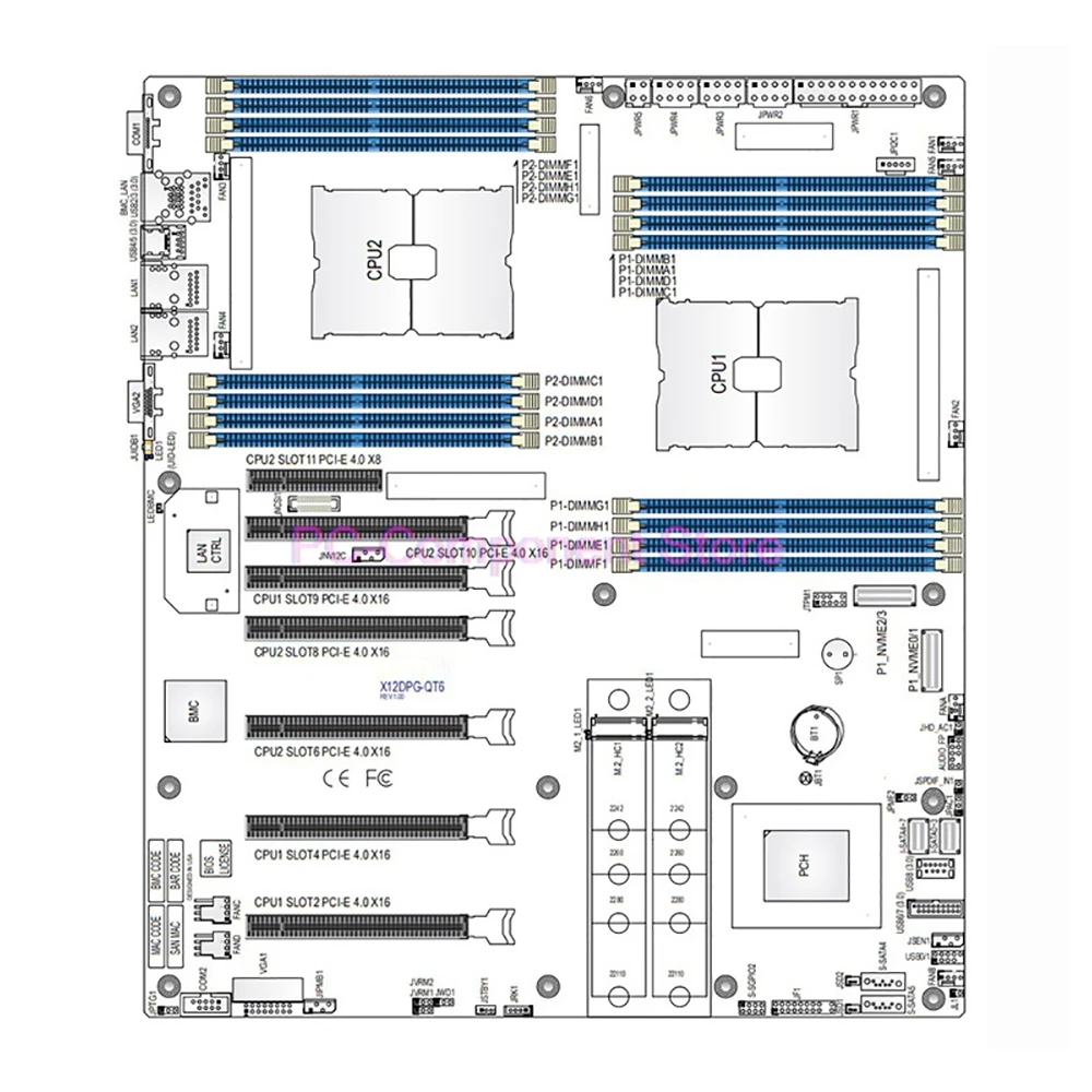 For Supermicro Workstation Motherboard LGA-4189 DDR4 3rd Gen Scalable Processors PCI-E 4.0 M.2 IPMI2.0 X12DPG-QT6