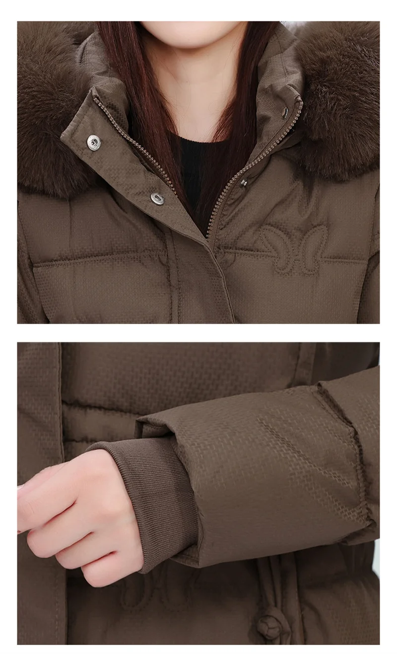 Women's Winter Parka Coat Hooded Korean Version Lady Down Cotton Jacket Warm Temperament Ladies Cotton Padded Outerwear
