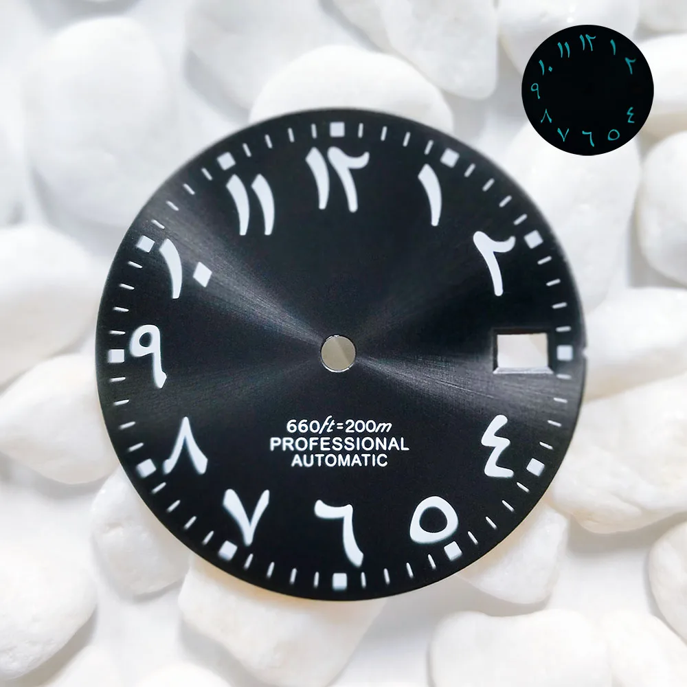 Hoogwaardige aanpasbare Arabische wijzerplaat 28,5 mm wijzerplaat NH35/NH36 wijzerplaat NH35/NH36 uurwerk horlogeaccessoires