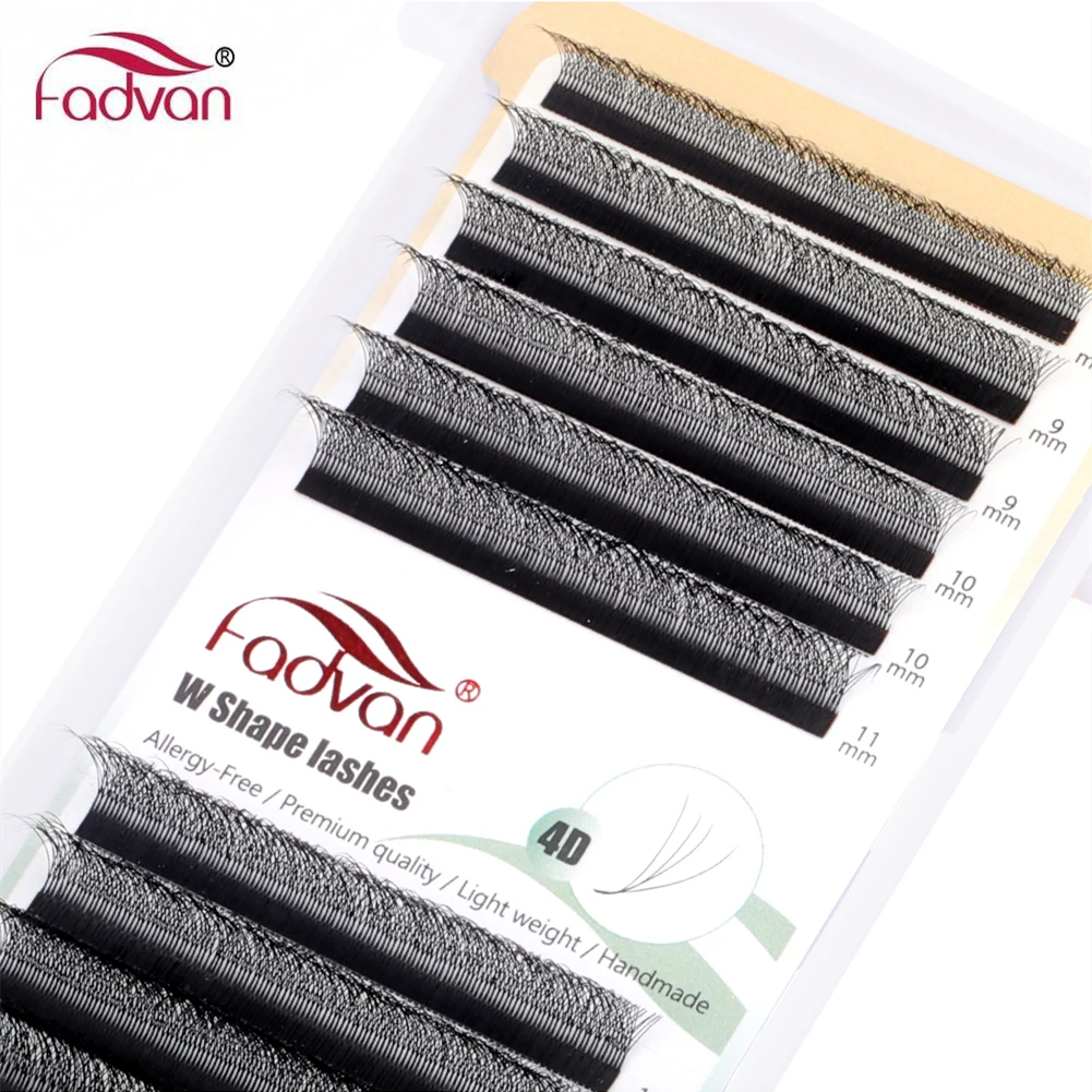 Fadvan 4D W In Shape Eyelash Extension Premade Volume Fans Soft Style Mink Easy To Embellish Natural False Eyelashes