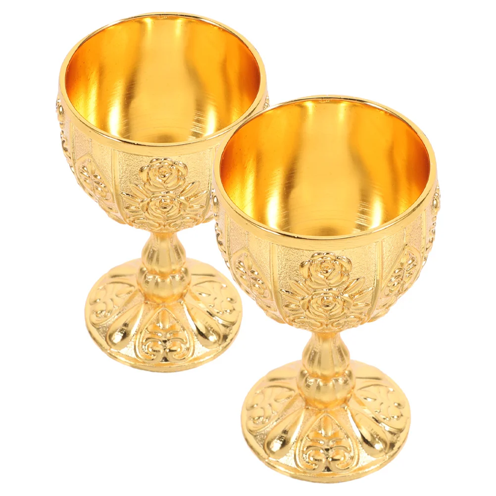 

2pcs Vintage Chalice Goblet Wine Cup Embossed Metal Drinking Vessel For Cocktail Ceremony Wedding Decor Medieval King Goblets