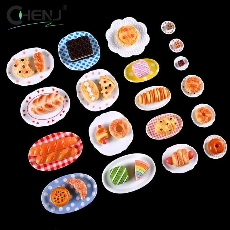 1/12 인형 집 미니 만화 음식 접시 인형 집 주방 접시 장식 액세서리, 놀이 장난감 척, 5 개