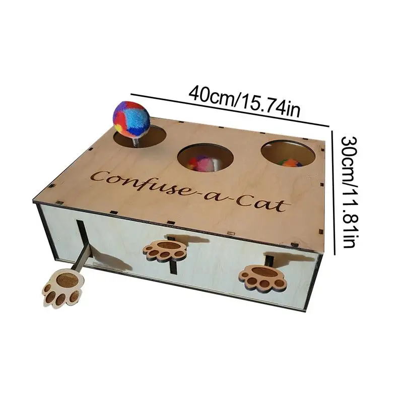 Cat Hunting Box Toy Confuse A Cat Box Wood Cat Hunting Box Puzzle Toy For Enrichment Natural Interactive Play For Kittens Cat