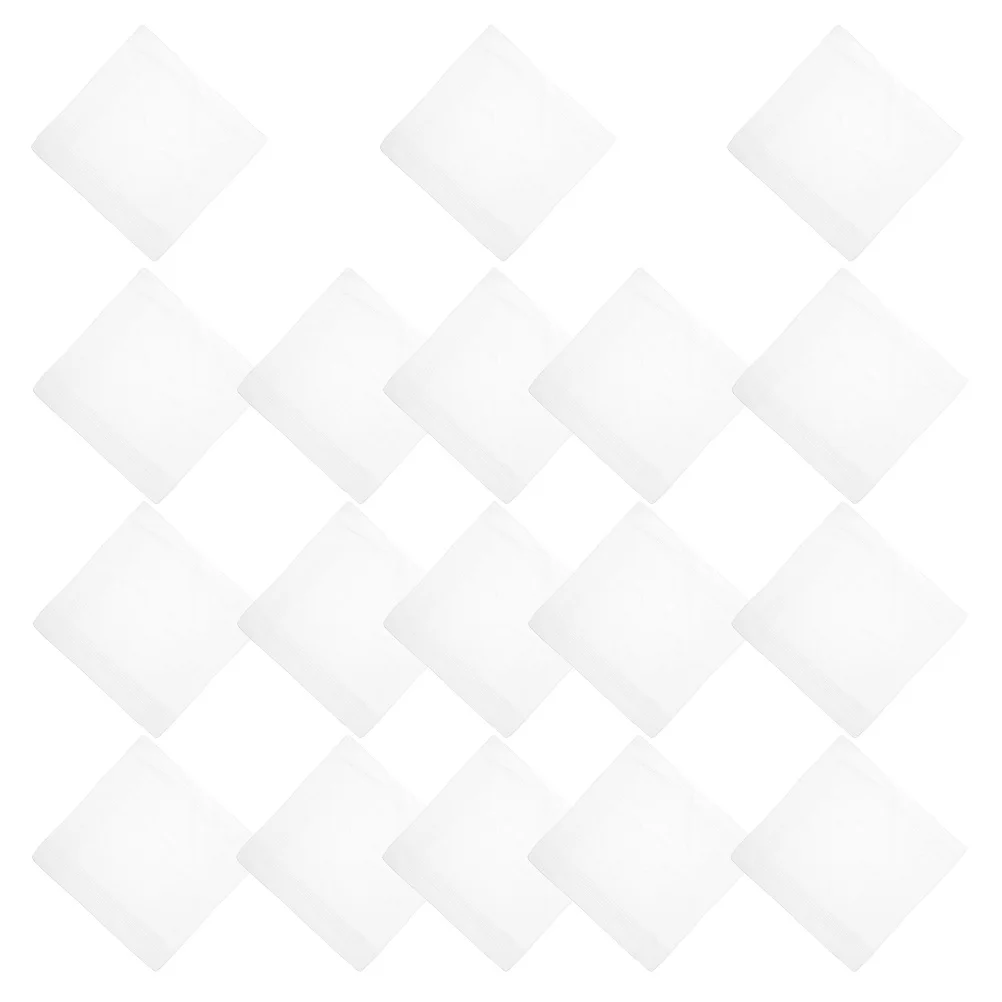 

18Pcs Men Cotton Handkerchiefs White Absorbent Sweat Wiping Handkerchiefs for Formal Casual Suit Handkerchief