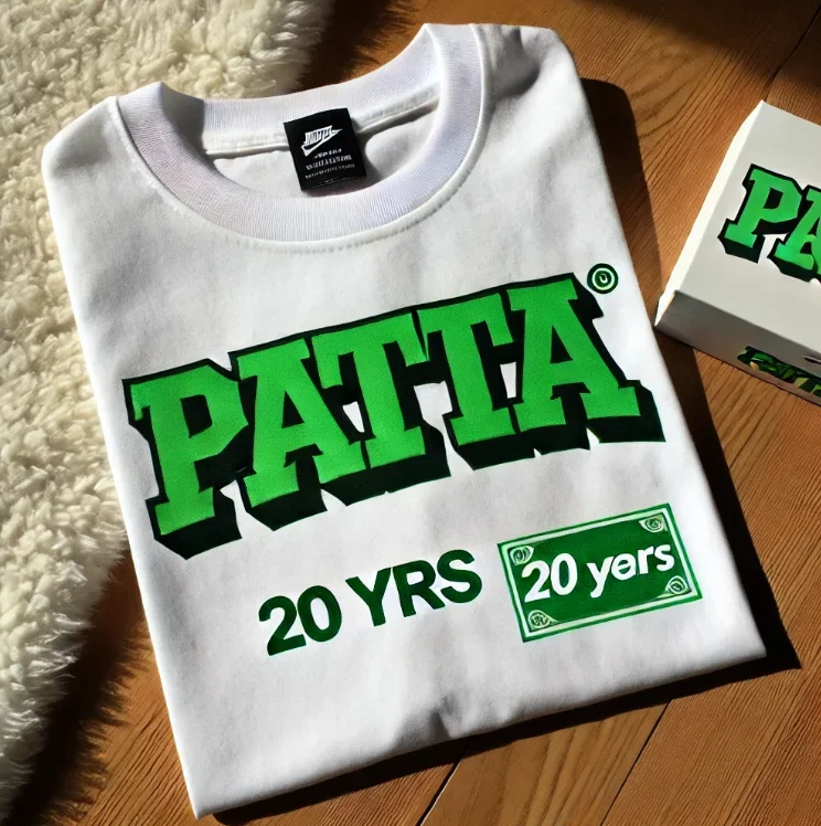 PATTA Chlorophyll 20 Years Anniv T-shirt Black Unisex Fashion Street Wear Pure Cotton Skin-friendly Soft Breathable Sports