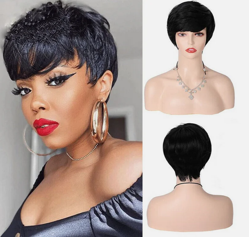 Short Wig Pixie Cut Wig for Women Synthetic Short Hair Wig black Natural wigs