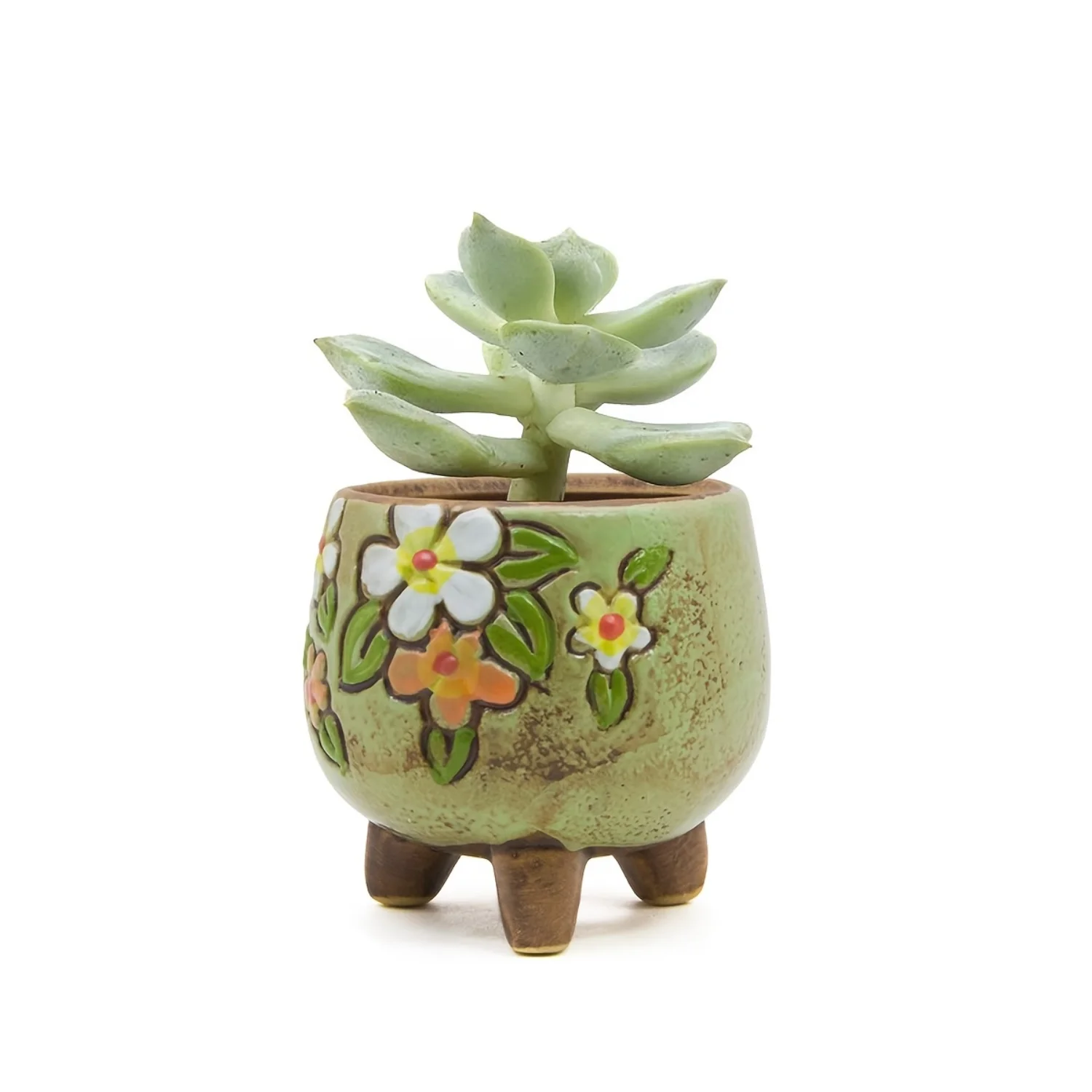 3pcs Hand Painted Vintage Style Ceramic Flower Pot -  Flower Pattern