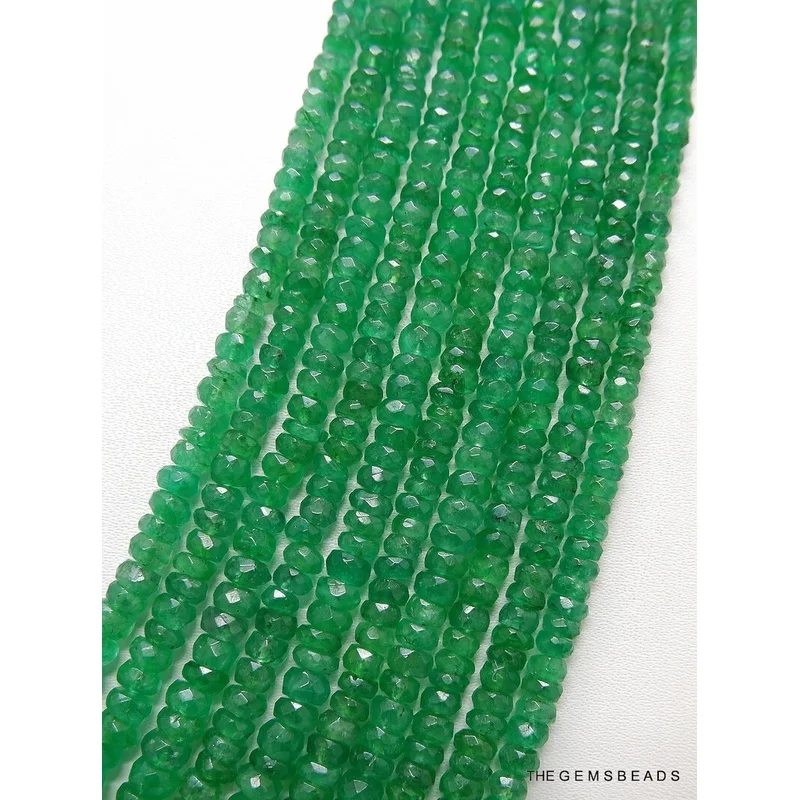 Zambian Emerald Faceted Beads 3.54mm | 14inch Strand AAA+ Green Gems