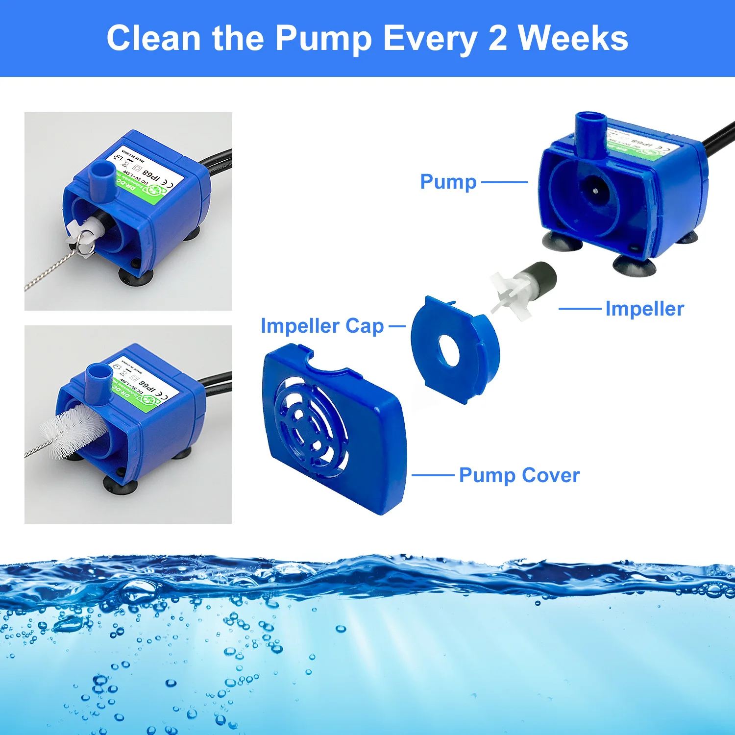 1 Stück Wasserpumpe für Haustier-Trinkbrunnen, Bürstenlose Wasserpumpe 5V DC Ultra-Leise USB (Nur Wasserpumpe ohne Stecker für Brunnen) – Detail 15