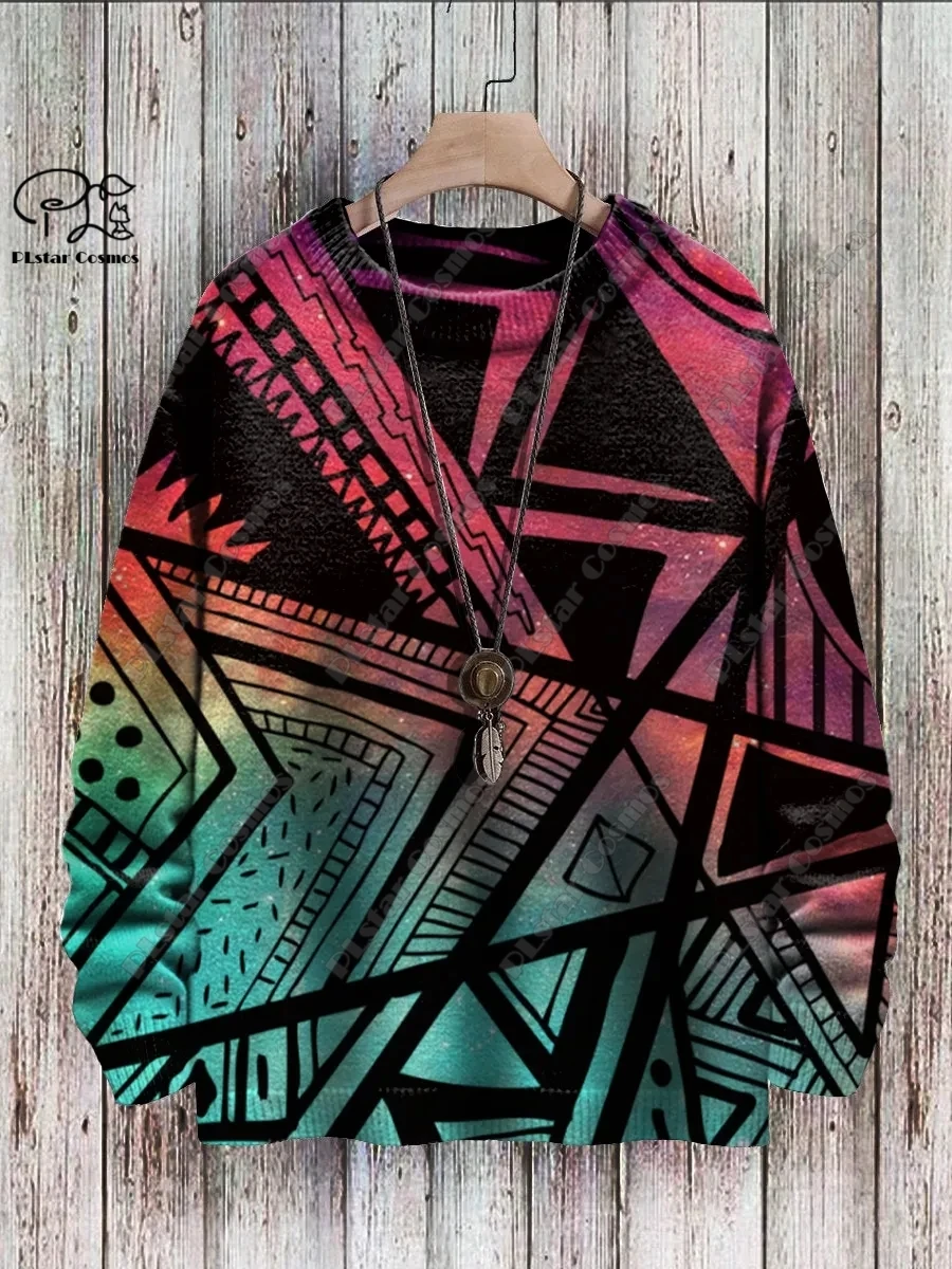 3D Printing Retro Series Geometric Abstract Retro Pattern Ugly Sweater Casual Unisex Winter Sweatshirt F-3