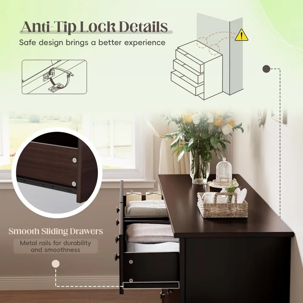 Moderne Kommode aus Holz mit 6 Schubladen für die Aufbewahrung im Schlafzimmer mit breitem Turmdesign