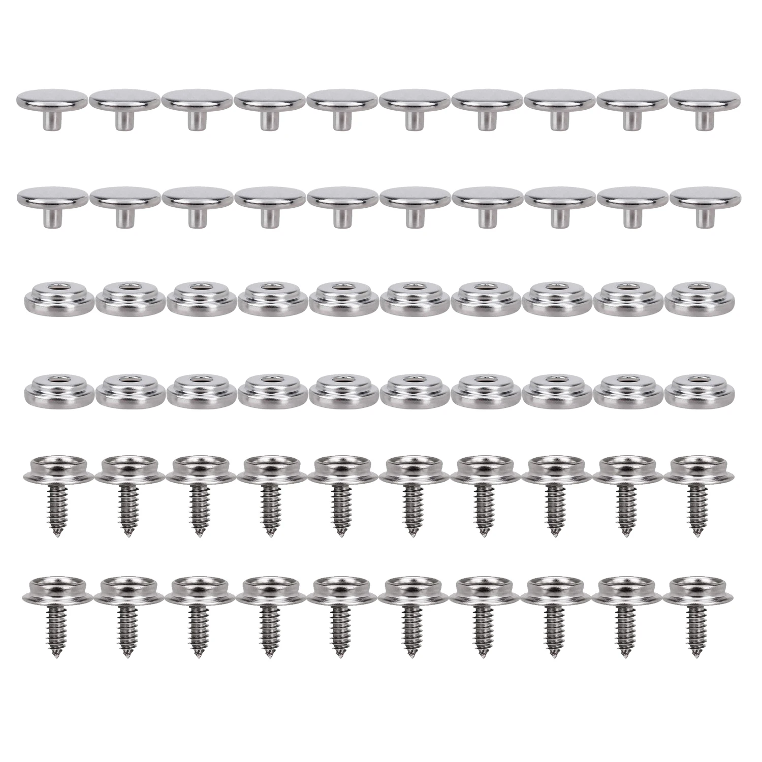 60/15Pcs 15mm Snap Fastener Stainless Canvas Capos Screw Tent Marine Boat Canvas Cover Tools Socket Buttons Canopy Accessories