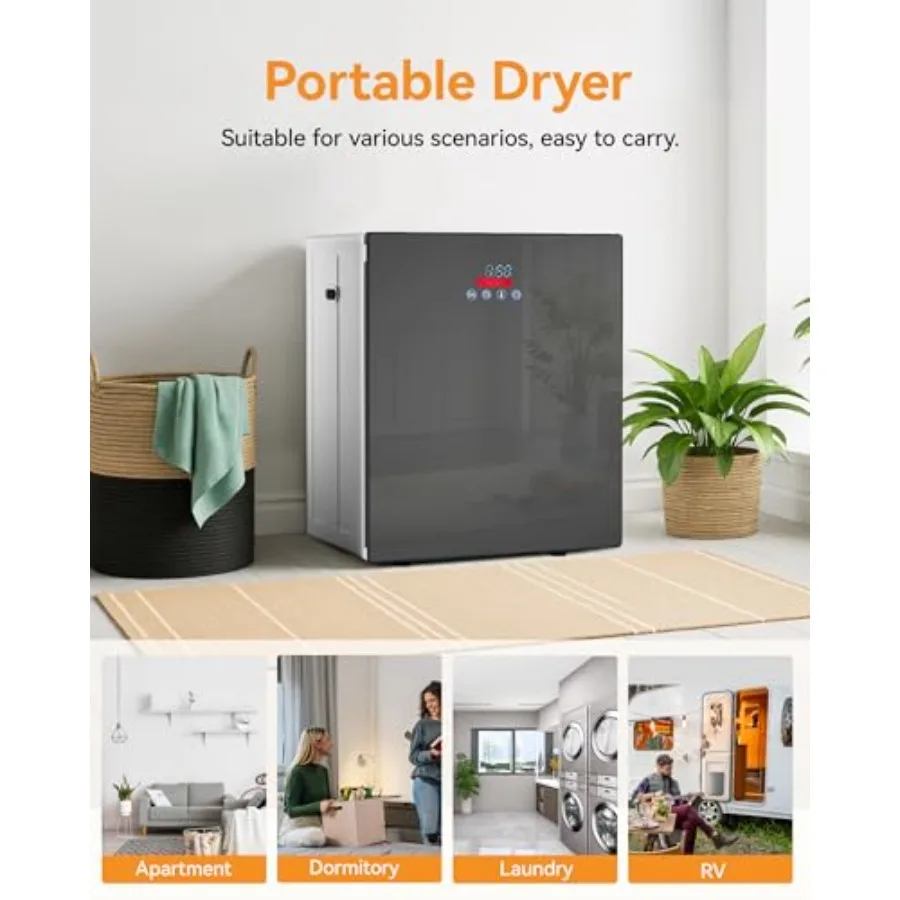 8.8 LBS Portable Dryer 850W Clothes Dryer with 4 Modes LCD Panel Control 1.5 Cu.Ft Drying Machine for Apartment Dorm RV Mirror