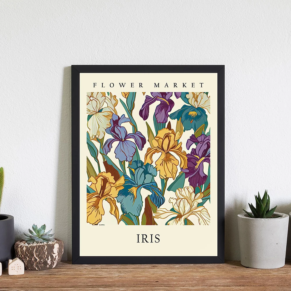 Tennessee Flower Market Poster - Iris Wall Art, No Framed Canvas Print, Home Decor