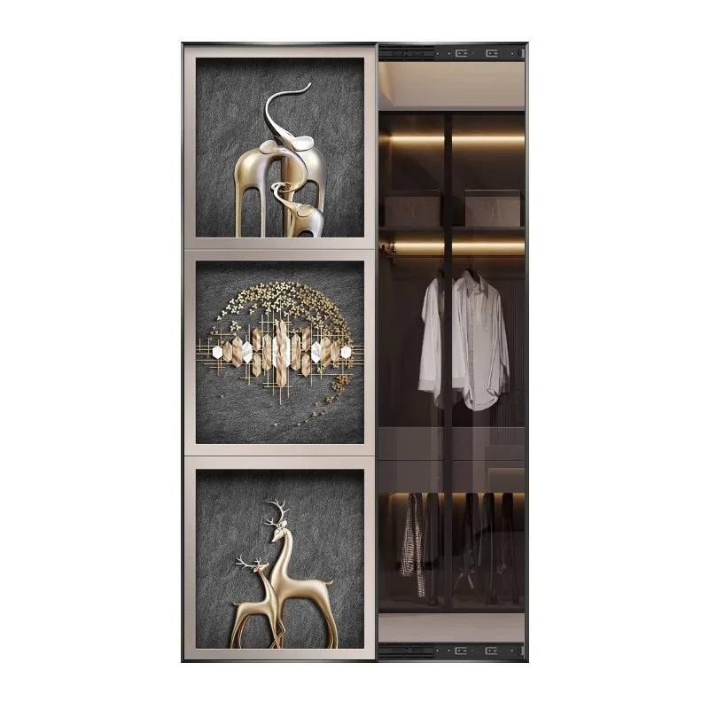 

Invisible fitting mirror in the entrance, decorative murals, light luxury elephant bedroom full-body mirror hanging paintings
