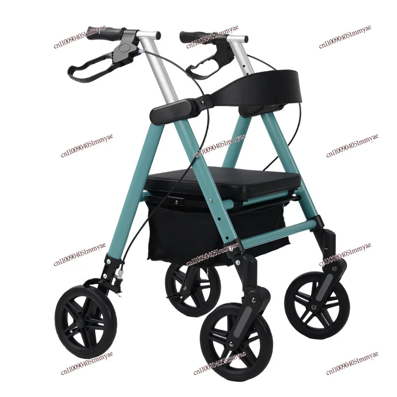 Portable Assembly Elderly Walker Walking Trolley Rehabilitation Walking Aid Shopping Cart with Shopping Belt
