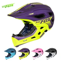 BATFOX-casco de cara completa para niños, seguridad desmontable, ciclismo, bicicleta, monopatín, patinaje, Scooter, rodilleras, conjunto de cascos de bicicleta para niños