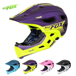 BATFOX Full Face Helmet Kids Detachable Safety Cycling Bicycle Skateboarding Skating Scooter Knee Pads Set Children Bike Helmets
