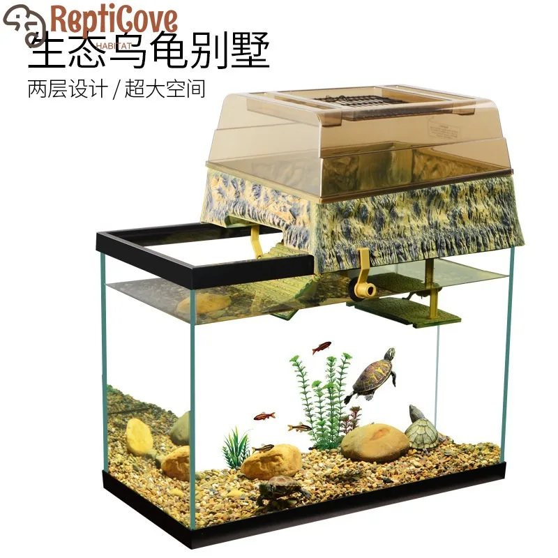 

Большой стеклянный резервуар для разведения черепахи с балконом, террариум для черепах с глубокой водой, эко-водяной сухожильный дом для домашнего хранения