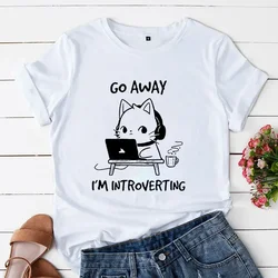 T-shirt ubrania dla kobiet damskie koszulki letnie Cartoon bluza z nadrukiem Anime t shirt odejść jestem introwertyczna gra Bunny moda damska t-shirt