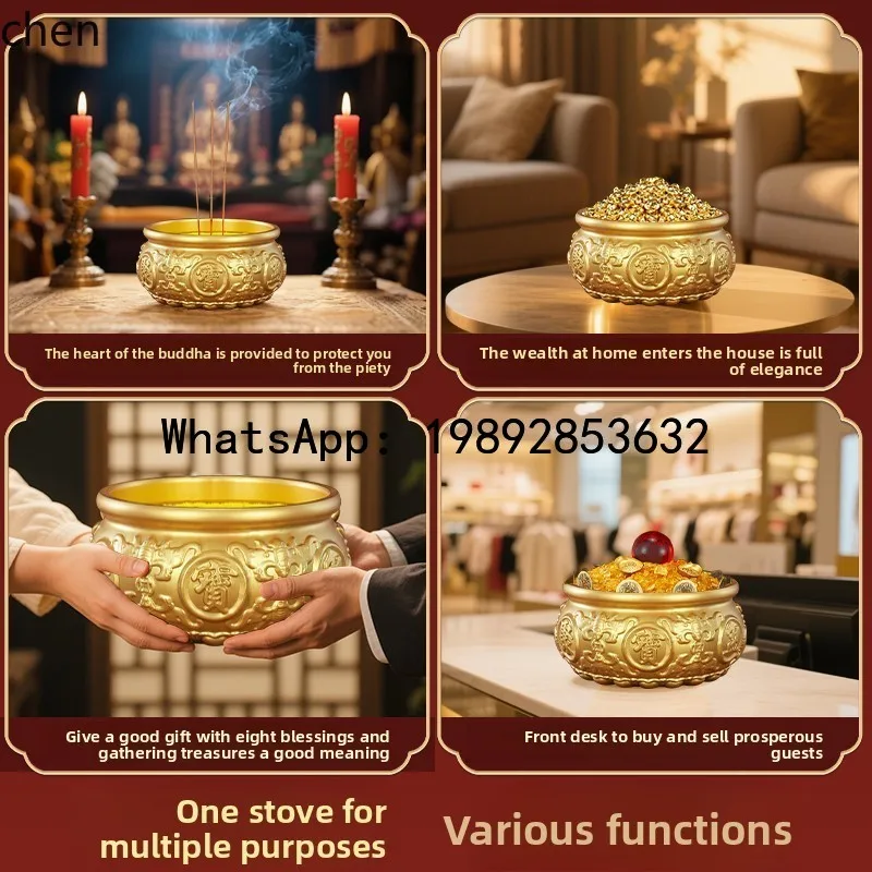H3-31 pure brass, incense offering to the God of Wealth, special Buddha incense inserting incense
