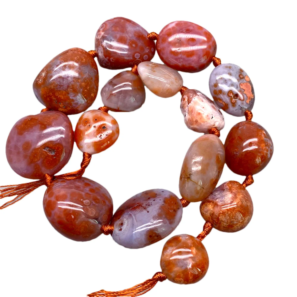 Natural Nanhong Agate Beads Freeform Nuggets Real Genuine Gemstone 16.5