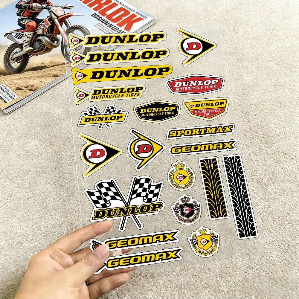 

For Dunlop Waterproof Reflective Motorbike Stickers Easy Peel Removable Decals For Motorcycle Car