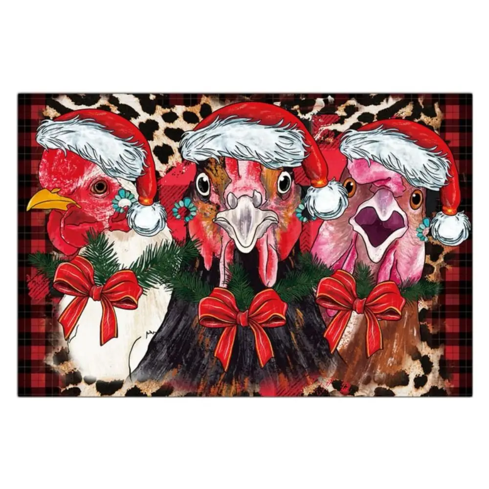 

Unique Rectangle Christmas Entrance Doormat Spoof Santa Claus Anti-skid Gnome Doormat Plaid Pattern Dust Off Rugs Hallway