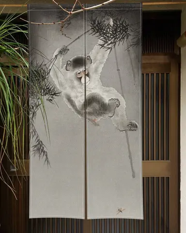 Wild Tiger Animal Japanese Door Curtain Owl Monkey Leopard Lobster Bird Kitchen Partition Curtain Entrance Hanging Half-Curtain