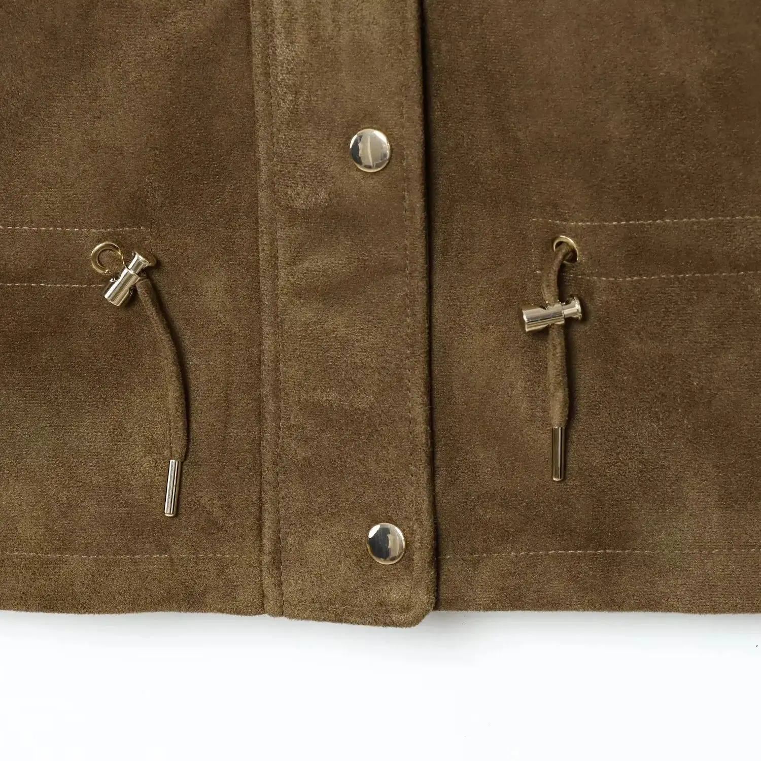 سترة نسائية موضة 2025 على الطراز الأوروبي والأمريكي للخريف بياقة عمودية جديدة وتأثير مخملي مع قلنسوة ملابس خارجية Mujer