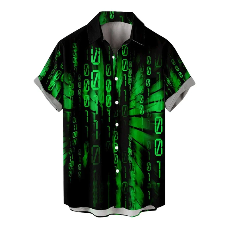 Camisa con estampado 3d de ciencia ficción Retro para hombre, ropa informal para vacaciones en la playa, blusa de moda, solapa hawaiana, camisas de calle de manga corta