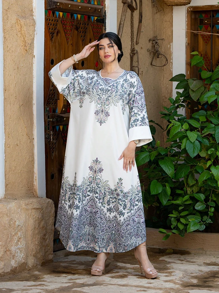 TOLEEN Women Floor-Length Dresses Fashion Embroidered Flares Floral Print Loose O-Neck Women 's Gown Elegant Evening Dress