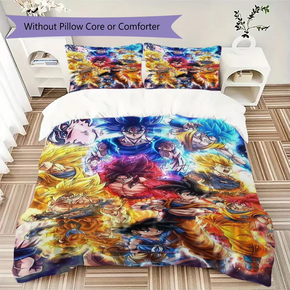 Son Goku 3pcs Bedding Set, Duvet Cover with 2 Pillowcases, Digital Printed, No Insert, Gift -HYQ20