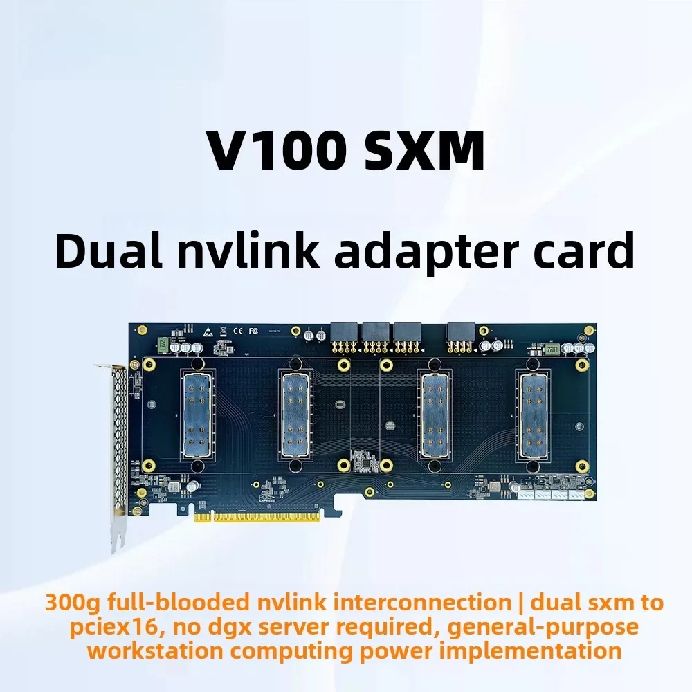 V100 SXM2 Dual GPU Adapter Card NVLink Bridge PCIe x8/x8 300GB/s Full Bandwidth High Performance Computing HPC Accelerator