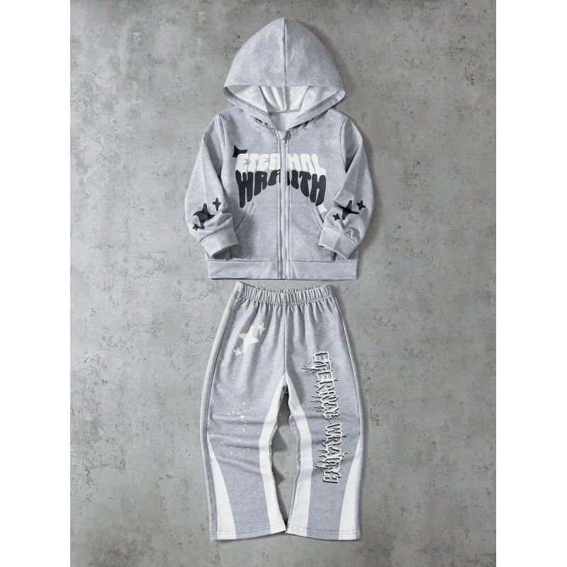 

Star Print Hoodie Set Women's Spring Season Non-Shrinking Cardigan Style Comfortable Fabric Unisex Star Patterned Sweatshirt