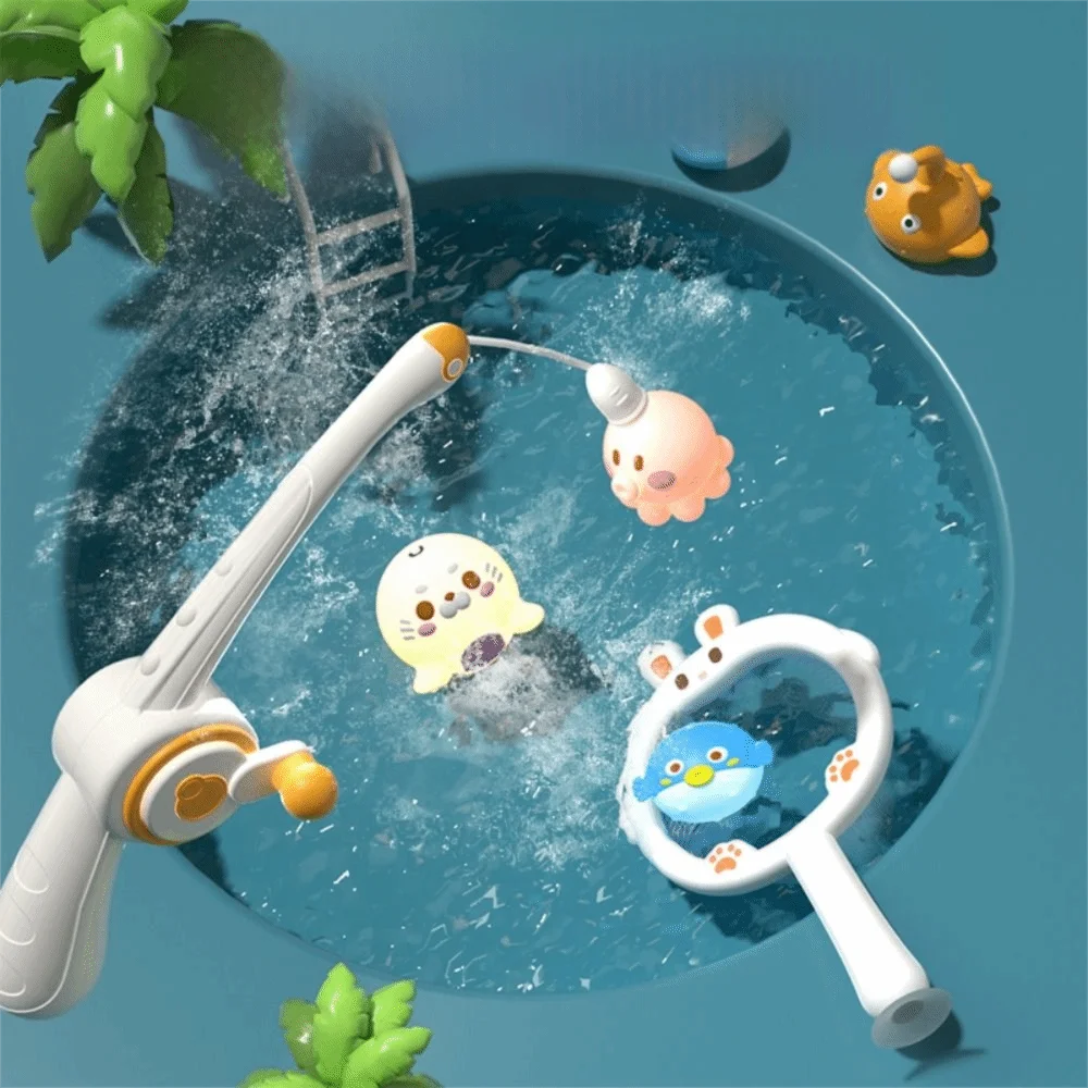 Magnetic Children's Fishing Toy Pufferfish Octopus Bathroom Fishing Toy Interactive Plastic Fishing Water Toy Birthday Present