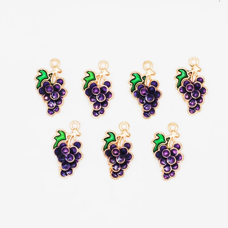 10/20/50pcs 9*17 Enamel Purple Grape Charms For Earrings Necklaces Making Cute Fruit Charms Handmade DIY Jewelry Accessories