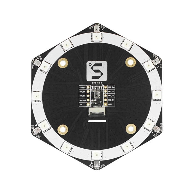 Mic6 Microphone Array Sound Source Location Tracking Module Expansion Board MSM261S4030H0 AI With 12 SK9822 LED