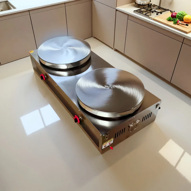 About Snack Equipment 400mm Double Headed Crepe Machine, Crepe Pancake Manufacturing Machine, Stove