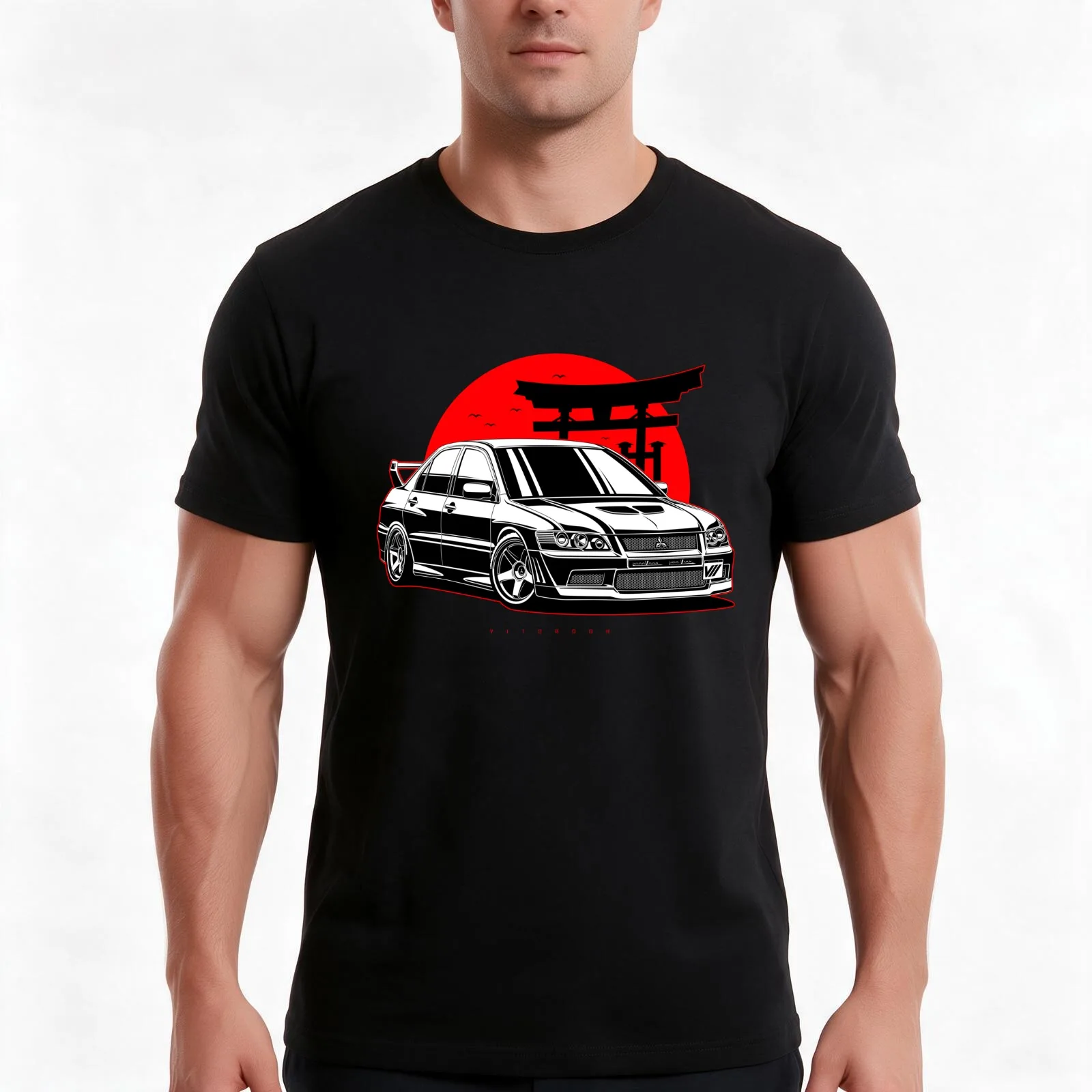 Lancer Evo VII T-Shirt, Summer Casual Cotton Tee, Oversized Streetwear Tops, Vintage Graphic Print, Loose Fit Short Sleeve