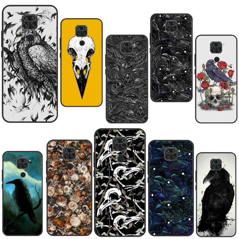 Raven Crow Skull pattern Case For Xiaomi Redmi Note 11 10 9 8 12 Pro Plus 12S 11S 10S Cover For Redmi 12C 10C 10A 9C